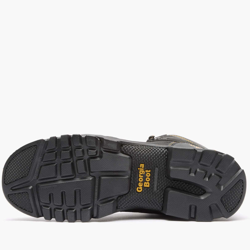 Black Georgia Boot work boot sole on a white background