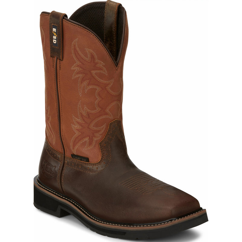 Justin Work Actuator Men's Composite Toe Static-Dissipative Western Pull-On Work Boot - main