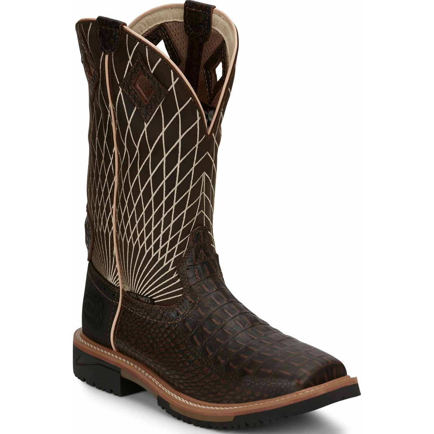 Justin Work Hybred® Derrickman Croc Print Men's Composite Toe