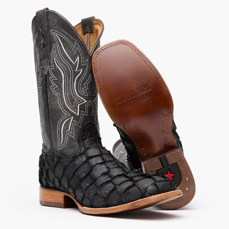 Durango® Premium Exotics Matte Black Pirarucu Western Boot - Outsole
