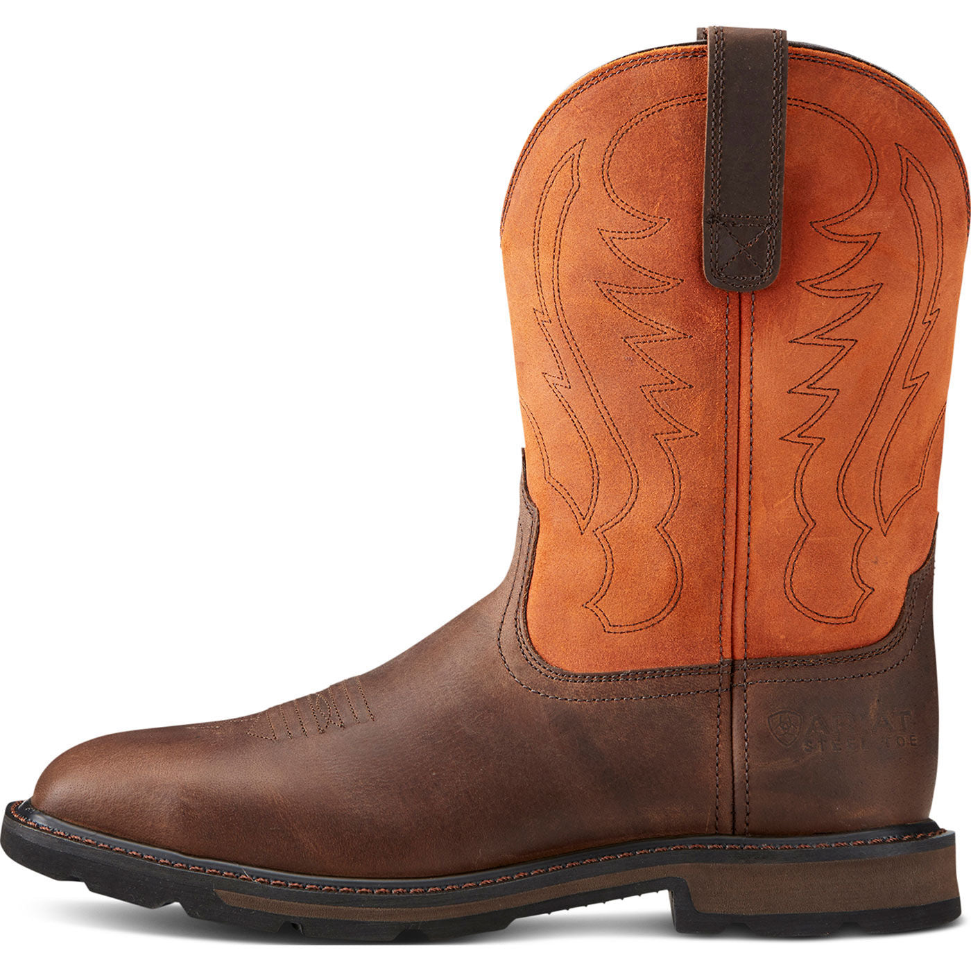 Ariat Groundbreaker Men's Steel Toe Pull-On Western Work Boot - profile