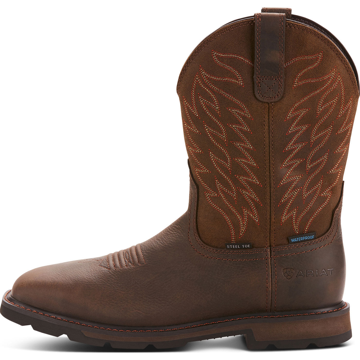 Ariat Groundbreaker Men's 10-inch Steel Toe Electrical Hazard Waterproof Western Work Boot - profile