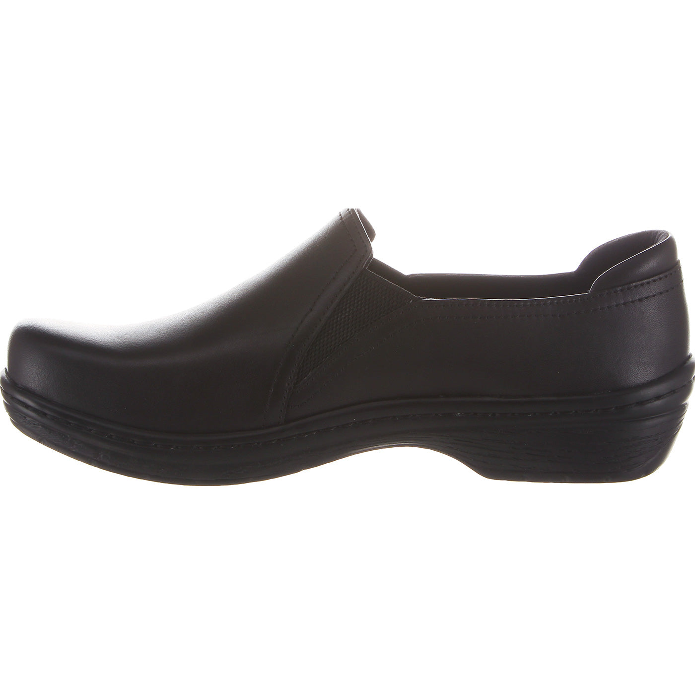 Klogs Moxy Women's Black Leather Slip-On Work Clogs - profile