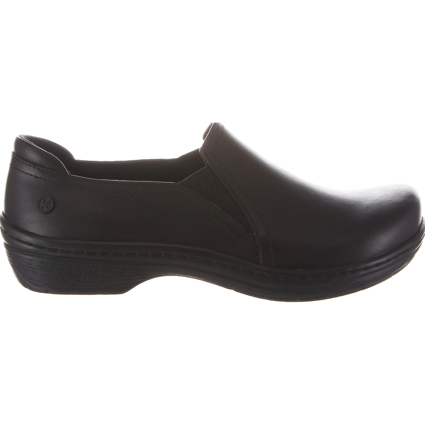 Klogs Moxy Women's Black Leather Slip-On Work Clogs - profile