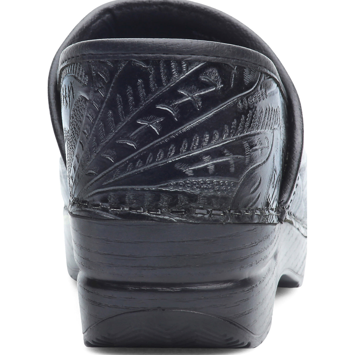 Dansko Professional Women's Black Tooled Leather Work Clog - back