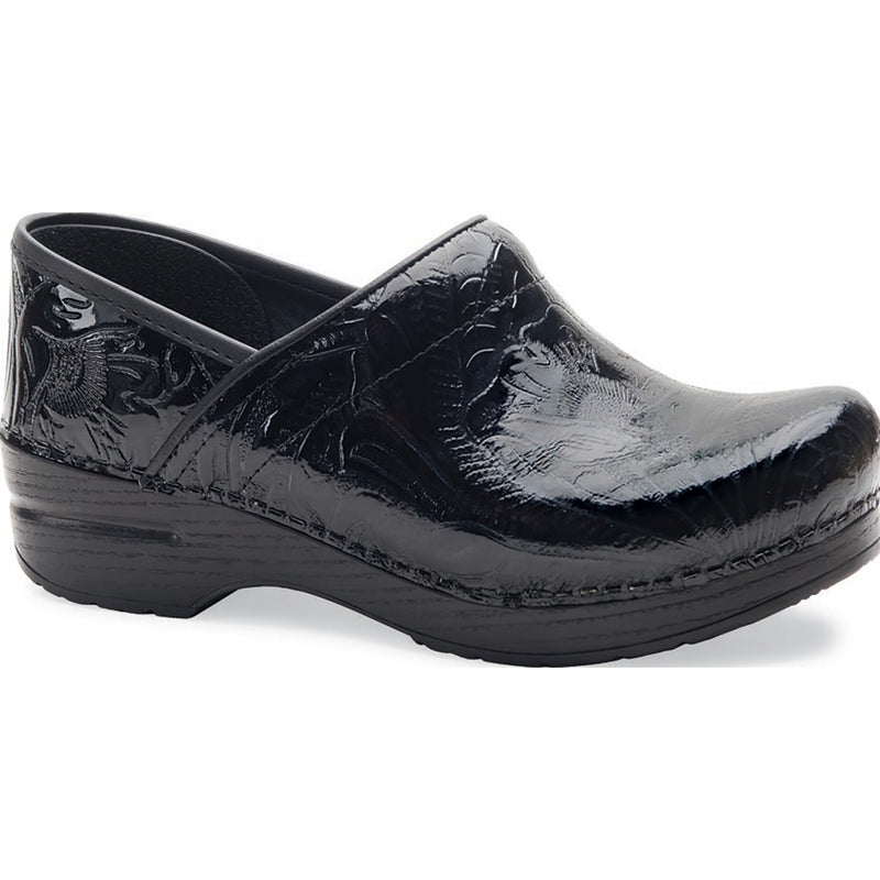 Dansko Professional Women's Black Tooled Leather Work Clog - main