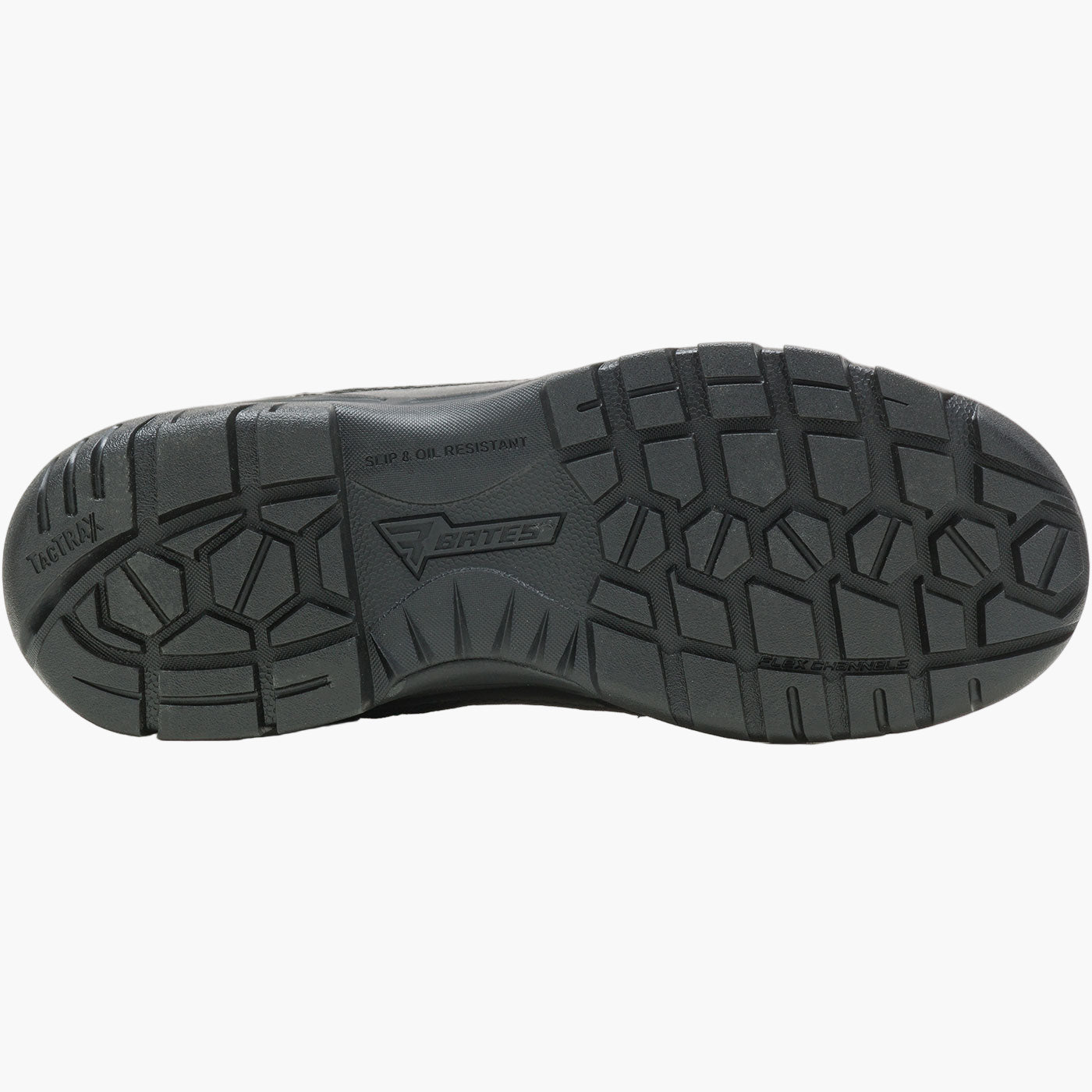Black sole of a shoe with brand logo on a white background