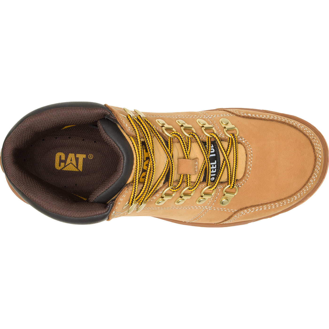 Cat Outline Men's 6-inch Steel Toe Electrical Hazard Work Hiker - birdseye