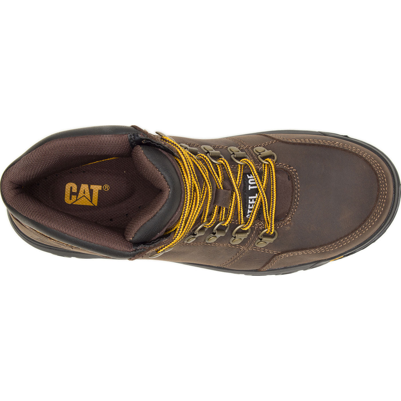 Cat Outline Men's 6-inch Steel Toe Electrical Hazard Work Hiker - birdseye