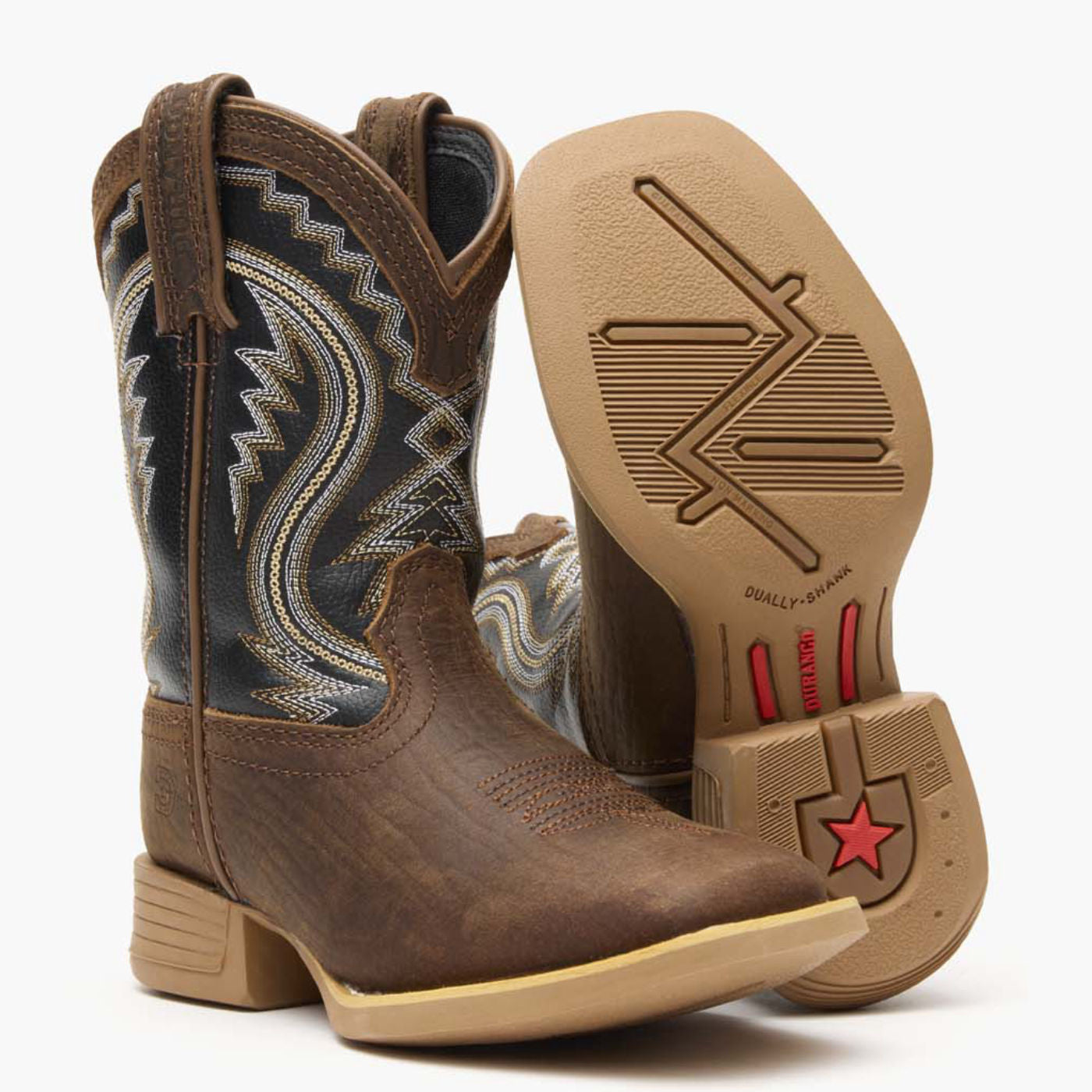 Durango® Lil' Rebel Pro Little Kid's Acorn/Black Onyx Western Boots - outsole