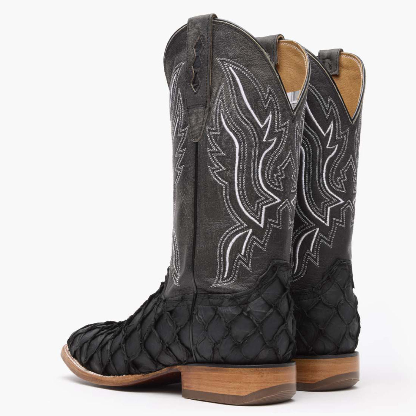 Durango® Premium Exotics Matte Black Pirarucu Western Boot - back