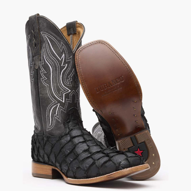 Durango® Premium Exotics Matte Black Pirarucu Western Boot - outsole
