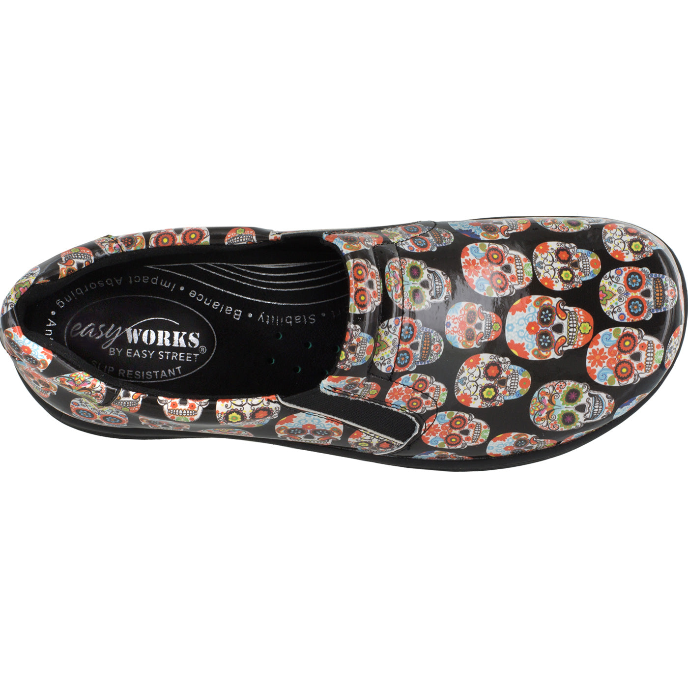 Easy WORKS by Easy Street Bind Women's Slip-Resistant Patent Leather Slip-on Work Shoe - birdseye