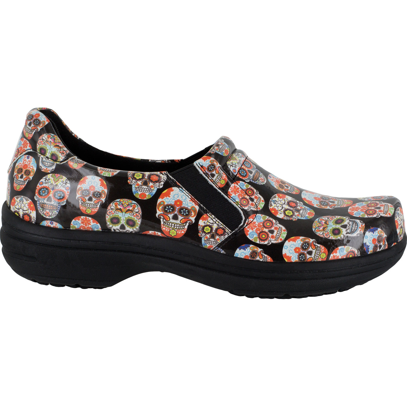 Easy WORKS by Easy Street Bind Women's Slip-Resistant Patent Leather Slip-on Work Shoe - profile