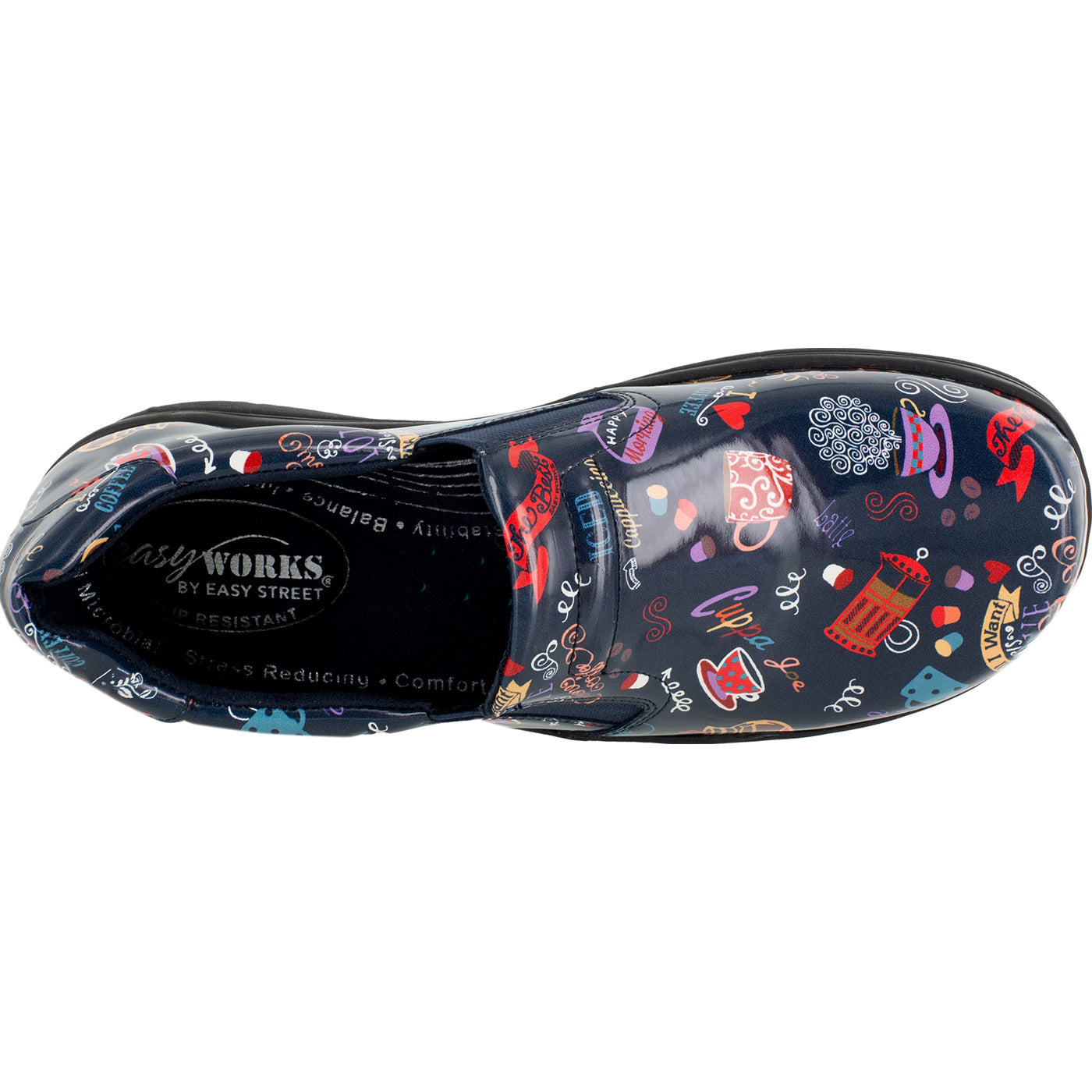 Easy WORKS by Easy Street Bind Women's Hot Coffee Patent Leather Slip-Resistant Clog - birdseye