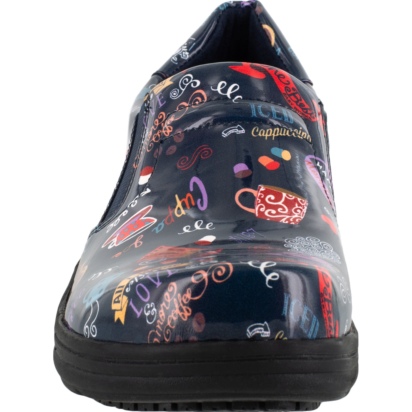 Easy WORKS by Easy Street Bind Women's Hot Coffee Patent Leather Slip-Resistant Clog - front