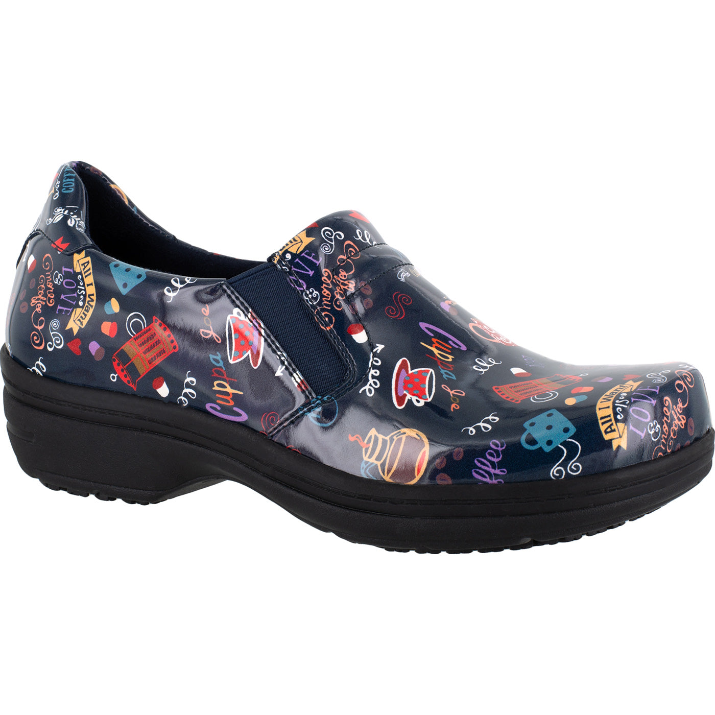 Easy WORKS by Easy Street Bind Women's Hot Coffee Patent Leather Slip-Resistant Clog - main