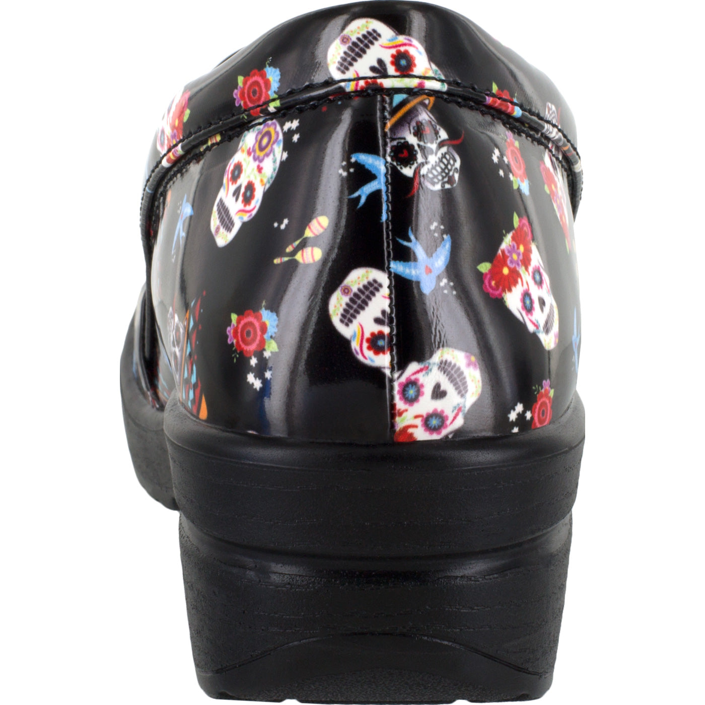 Easy WORKS by Easy Street Leeza Festive Skulls Women's Slip-Resistant Patent Slip-On Shoe - back