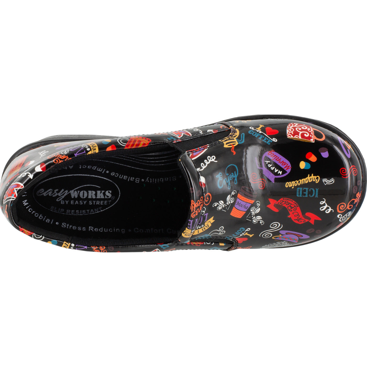 Easy WORKS by Easy Street Leeza Hot Coffee Women's Slip-Resistant Patent Slip-On Shoe - birdseye