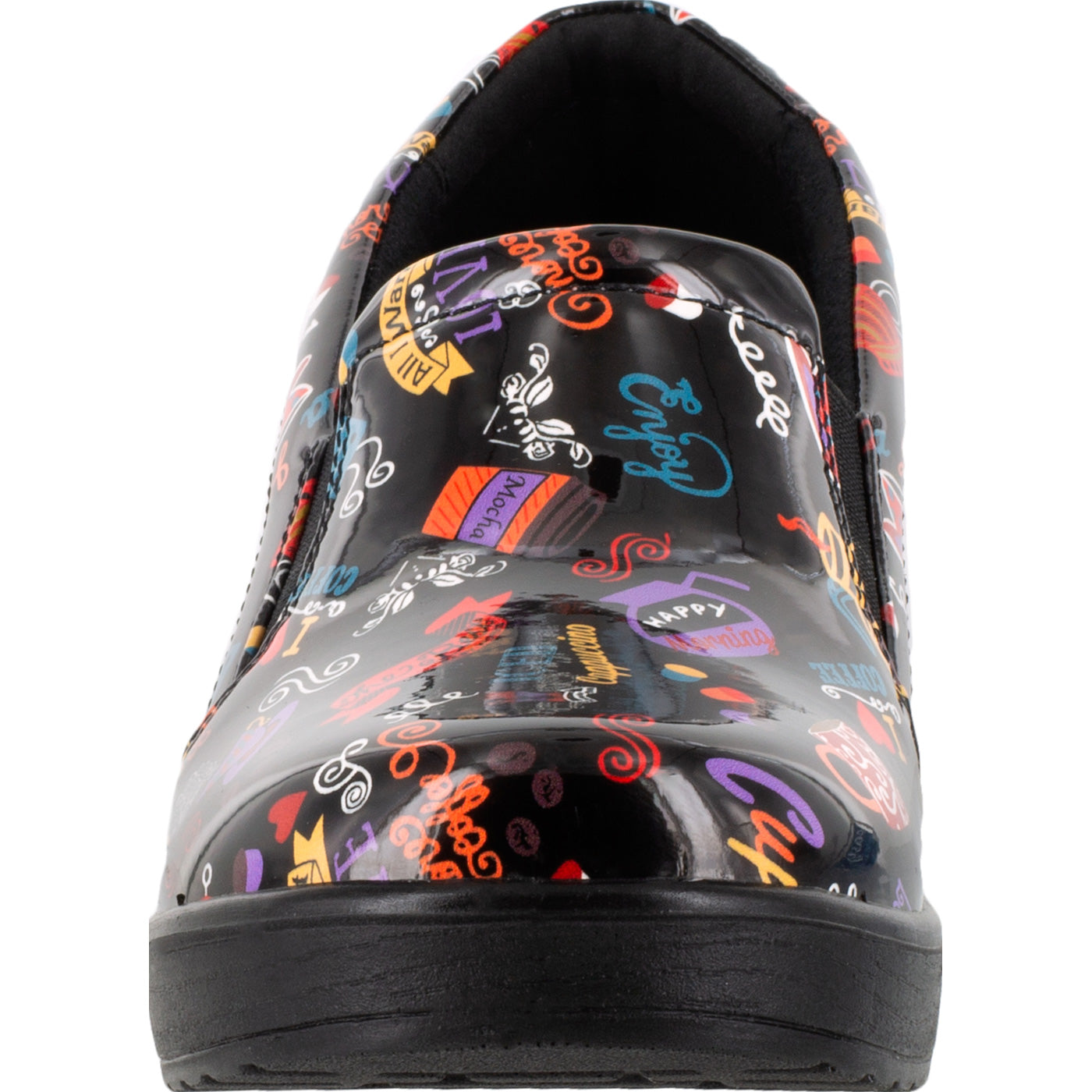 Easy WORKS by Easy Street Leeza Hot Coffee Women's Slip-Resistant Patent Slip-On Shoe - front