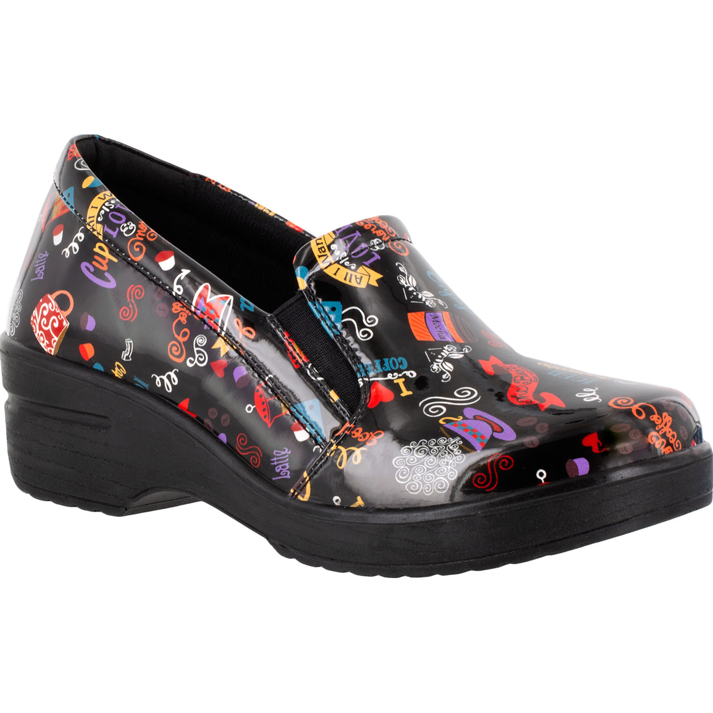 Easy WORKS by Easy Street Leeza Hot Coffee Women's Slip-Resistant Patent Slip-On Shoe - main