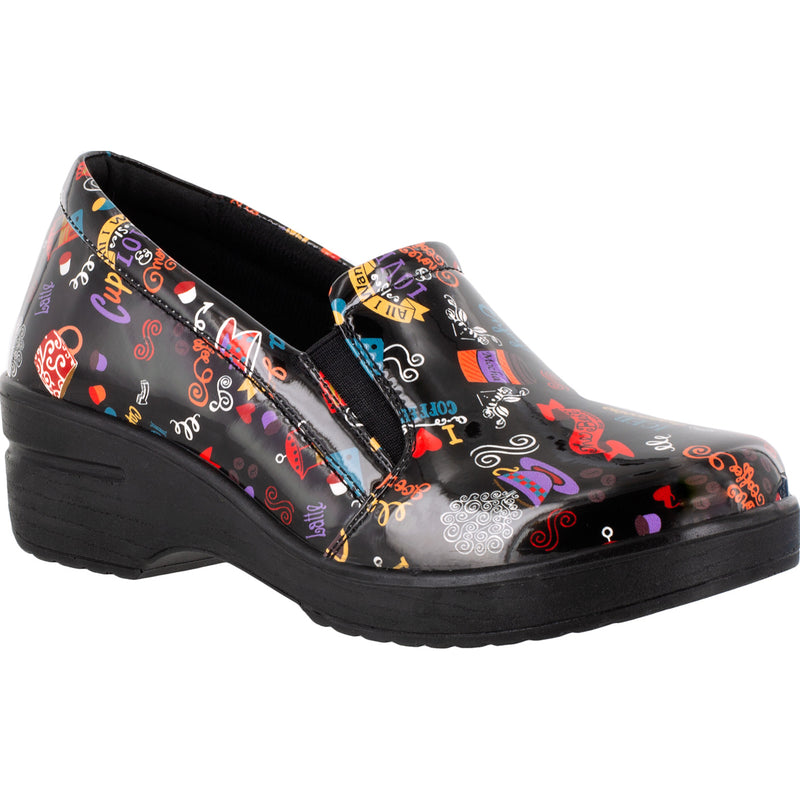 Easy WORKS by Easy Street Leeza Hot Coffee Women's Slip-Resistant Patent Slip-On Shoe - main