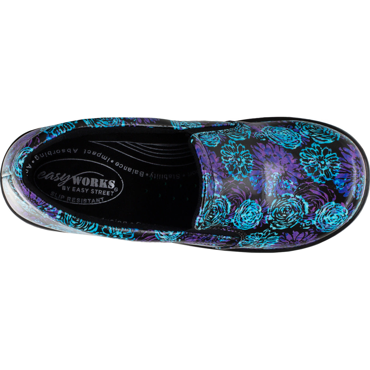 Easy WORKS by Easy Street Leeza Batik Women's Slip-Resistant Patent Slip-On Shoe - birdseye
