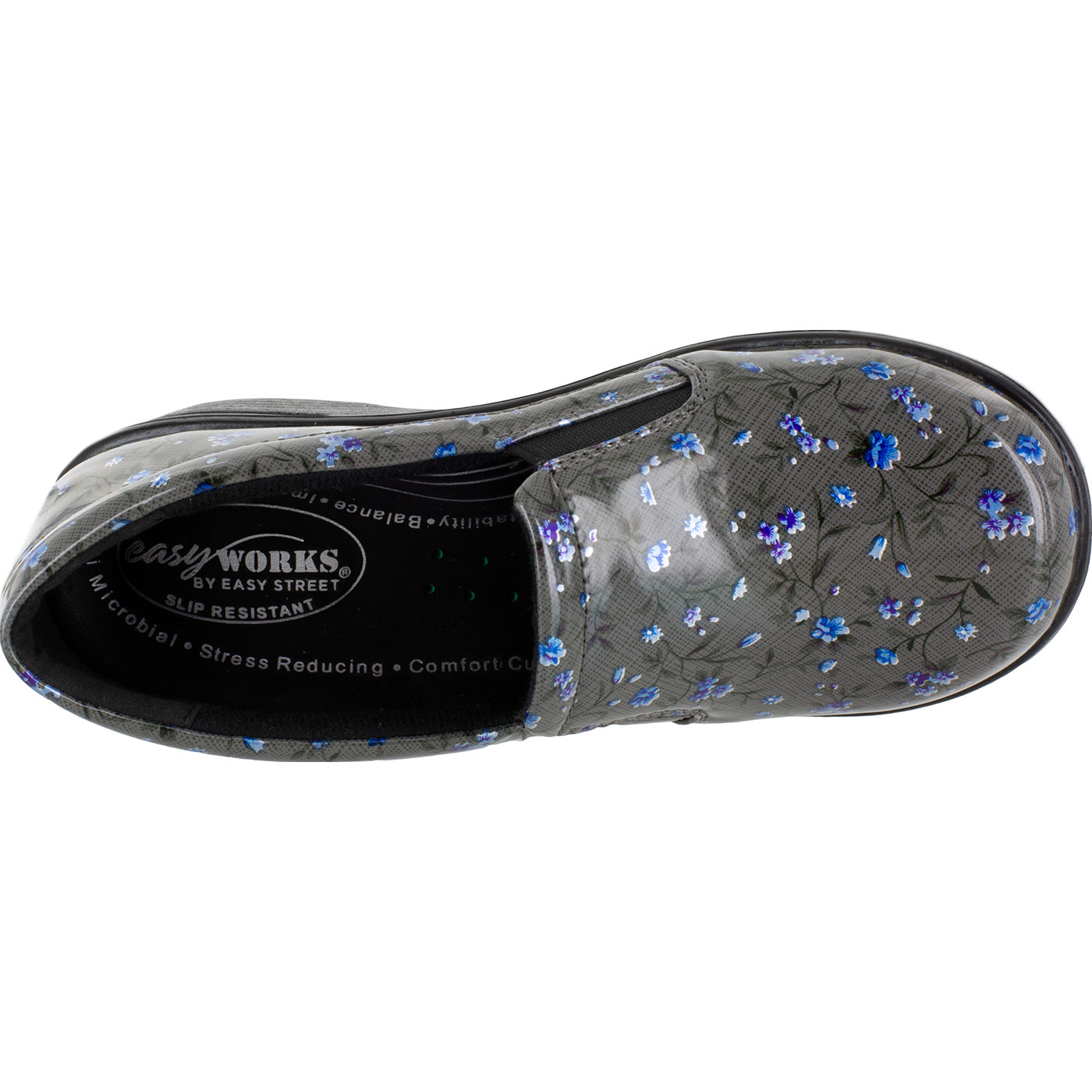 Easy WORKS by Easy Street Leeza Women's Slip-Resistant Patent Slip-On Shoe - birdseye