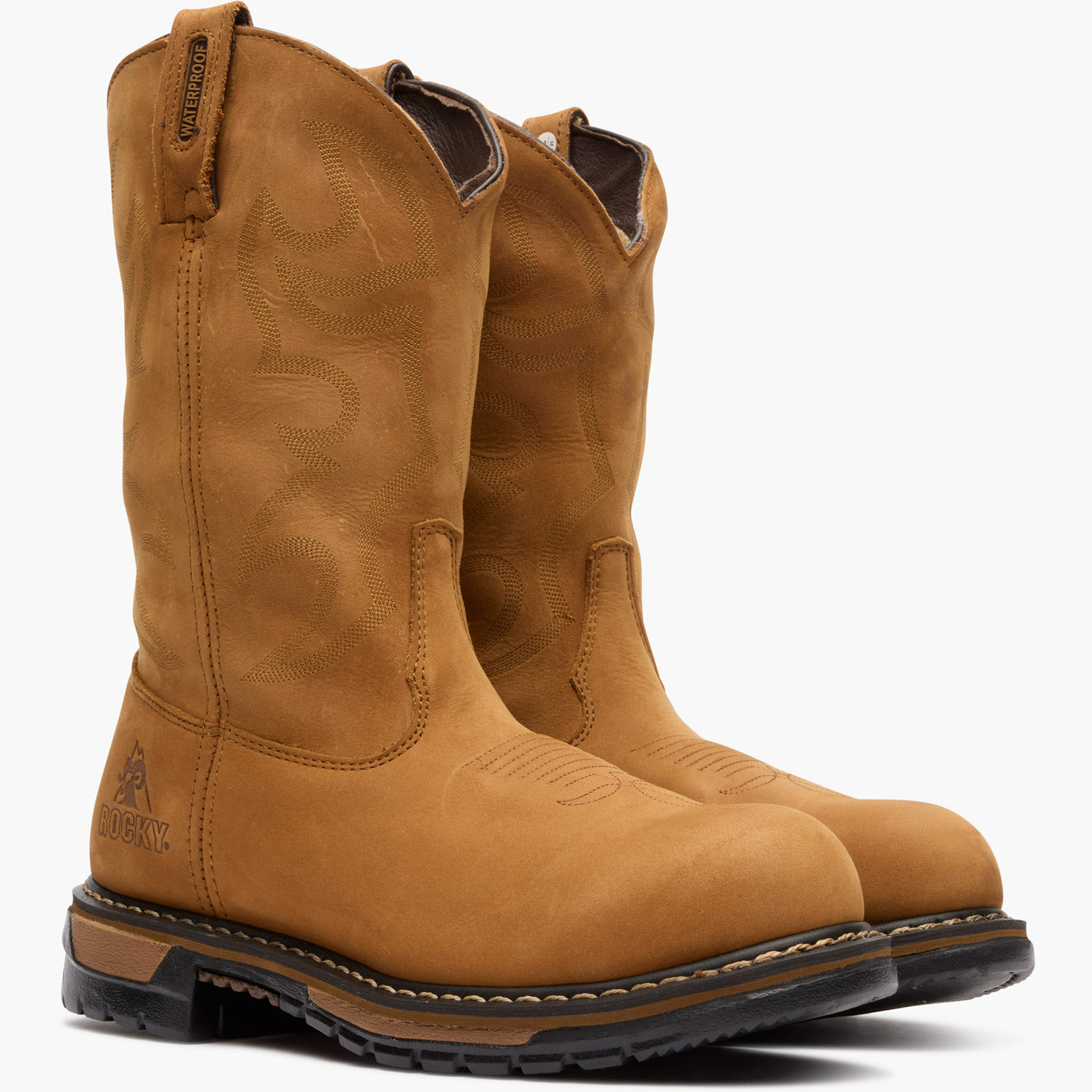 Rocky Original Ride Branson Steel Toe Waterproof Western Boots - doublequarter