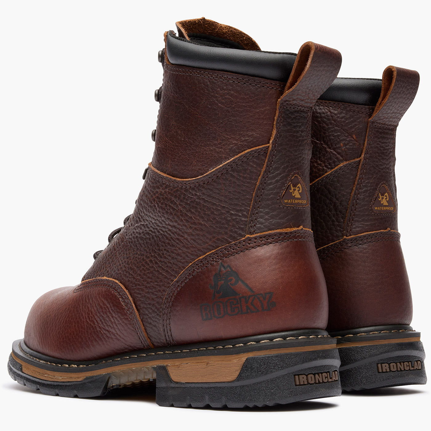 Rocky IronClad Steel Toe Waterproof Work Boot - doubleheel