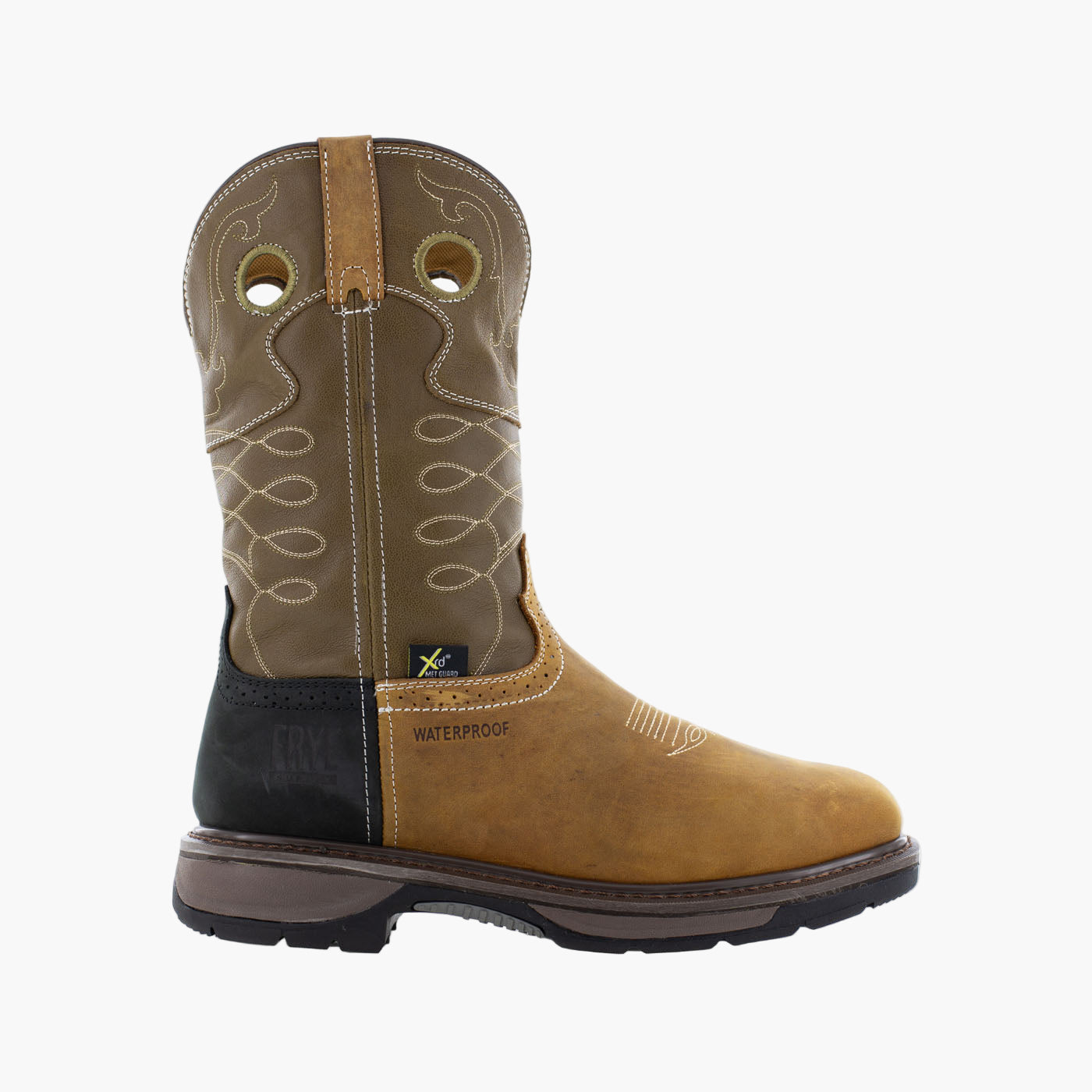 Frye Supply Safety-Crafted Men's 10-inch Internal Metatarsal Steel Toe Waterproof Western Work Boot