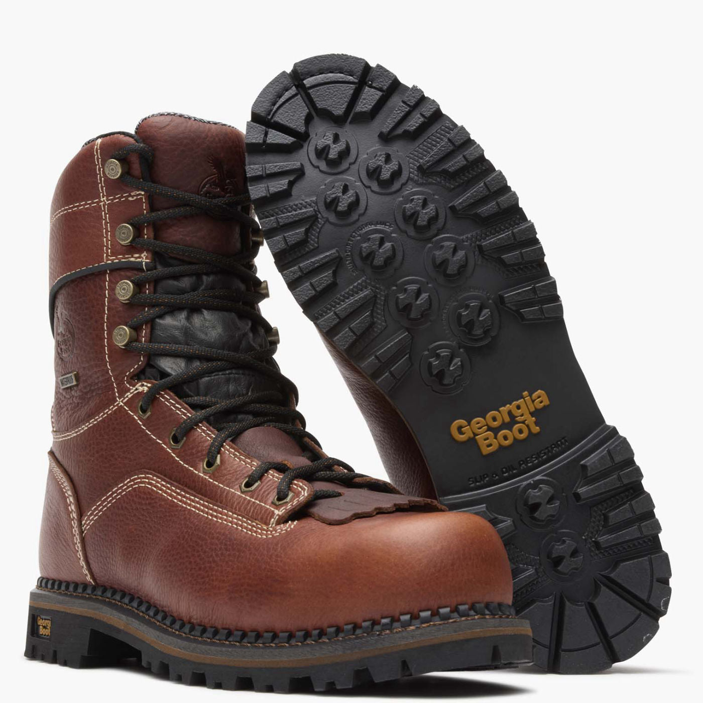 Georgia Boot Men'S Amp Lt Logger Waterproof Work Boot - Wide Width in Black Georgia Boot Men'S Amp Lt Logger Waterproof Work Boot - Wide Width in Black