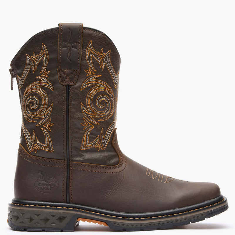 Georgia Boot Carbo-Tec LT Big Kids Brown Pull-On Boot - profile
