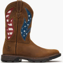 Brown boot with American flag design on a white background