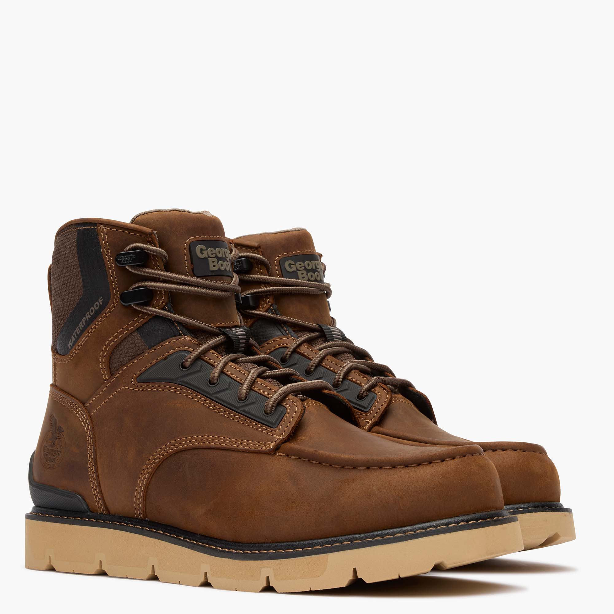 Georgia Boot Men's 6" Carbon Flex Wedge Waterproof Moc-Toe Work Boot