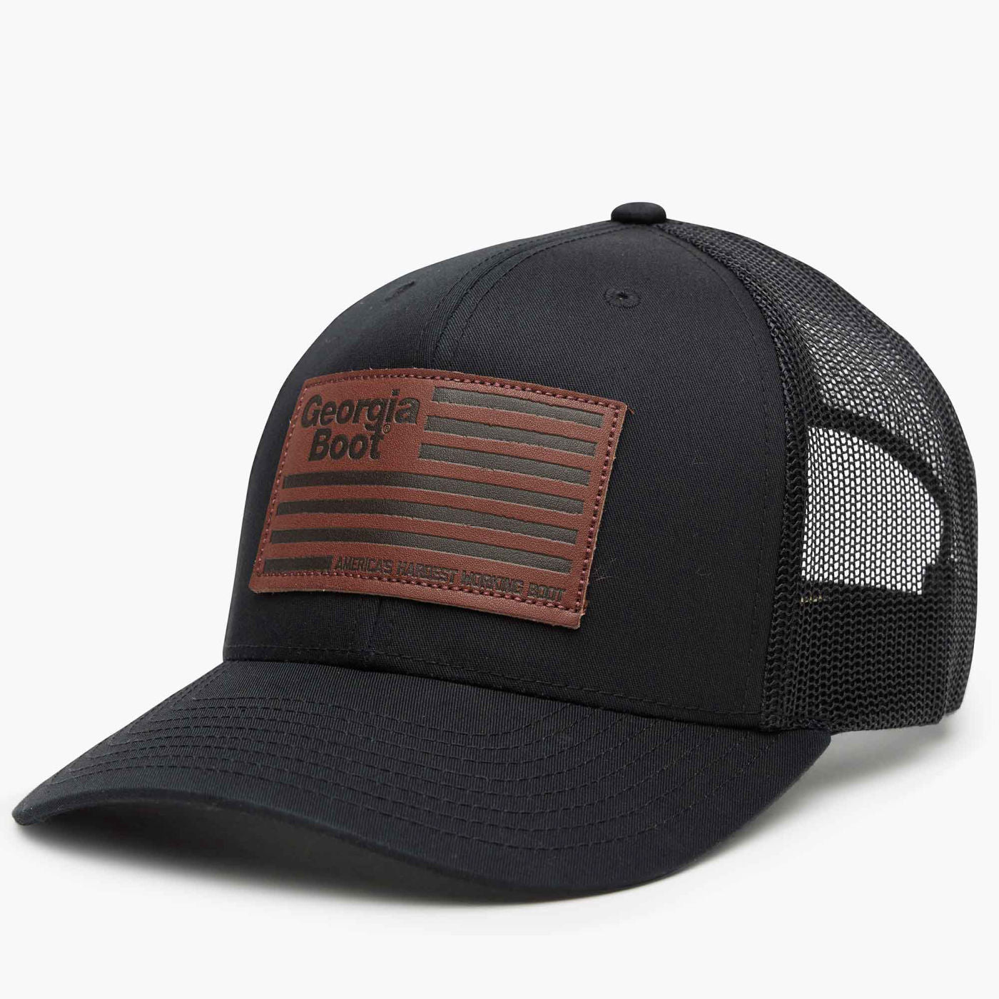 Georgia Boot Unisex Leather Patch Trucker Hat - profile