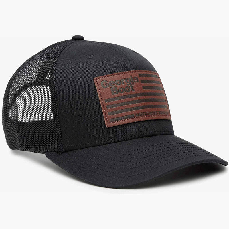 Georgia Boot Unisex Leather Patch Trucker Hat - profile