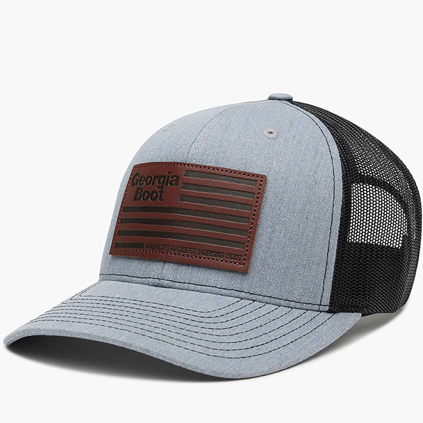 Georgia Boot Unisex Leather Patch Trucker Hat - profile