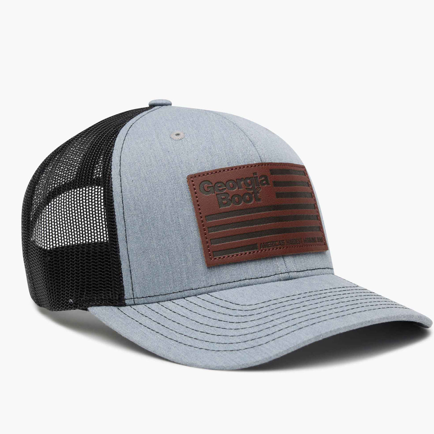 Georgia Boot Unisex Leather Patch Trucker Hat - profile