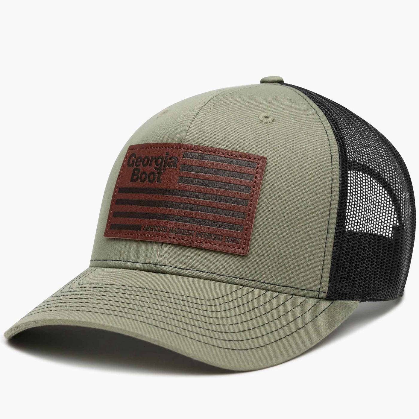 Georgia Boot Unisex Leather Patch Trucker Hat - profile