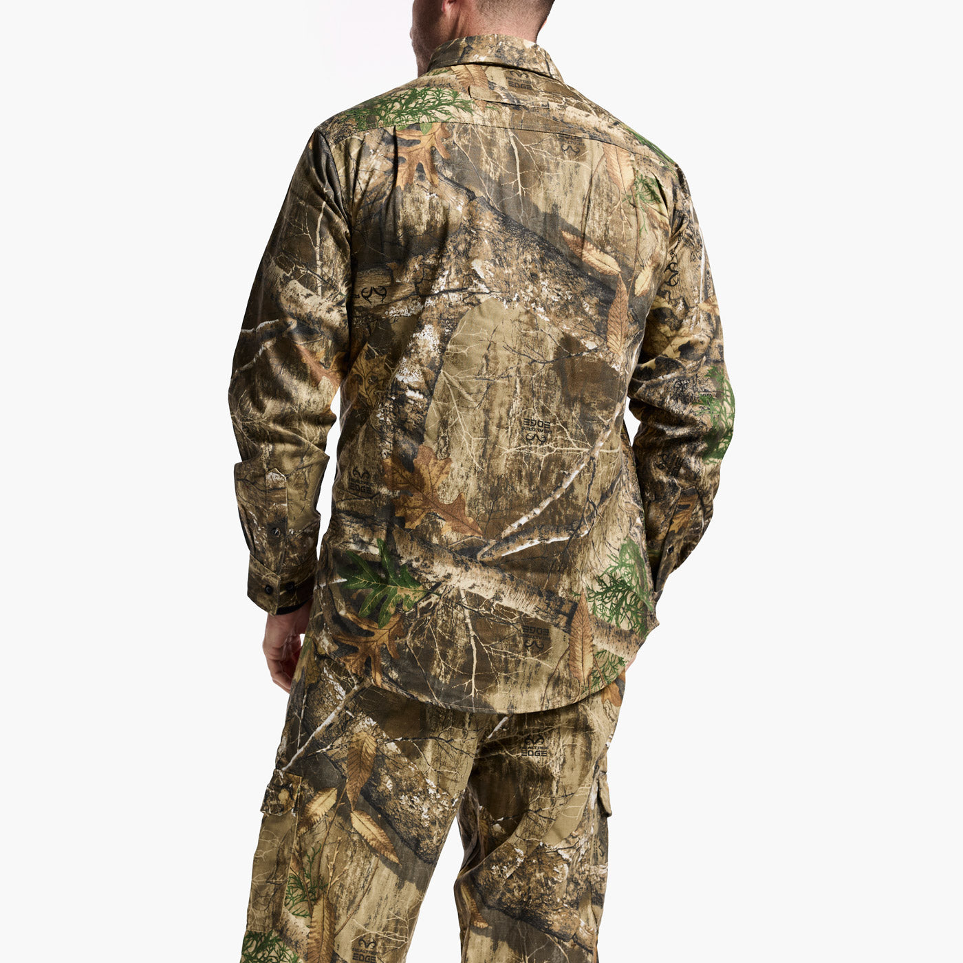 Camouflage hunting outfit on a white background