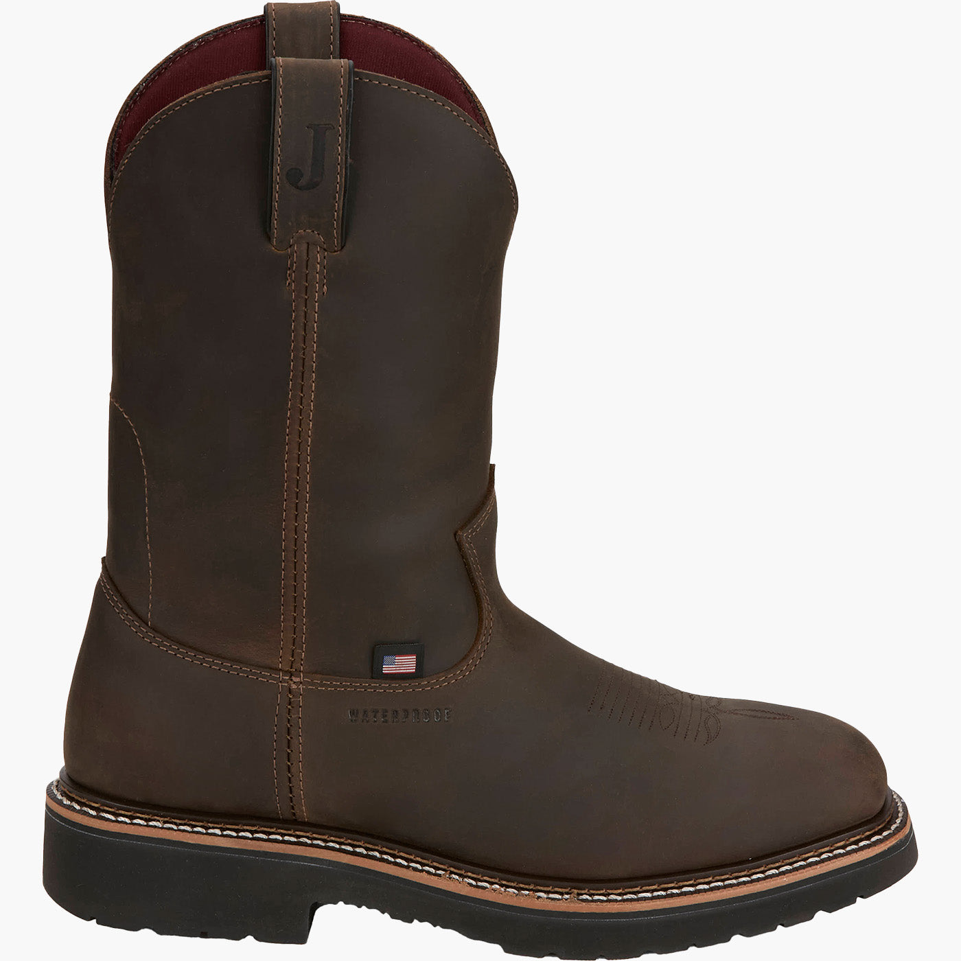 Justin Work Billings Men's 11-inch Steel Toe Electrical Hazard Waterproof Pull-On Western Boot