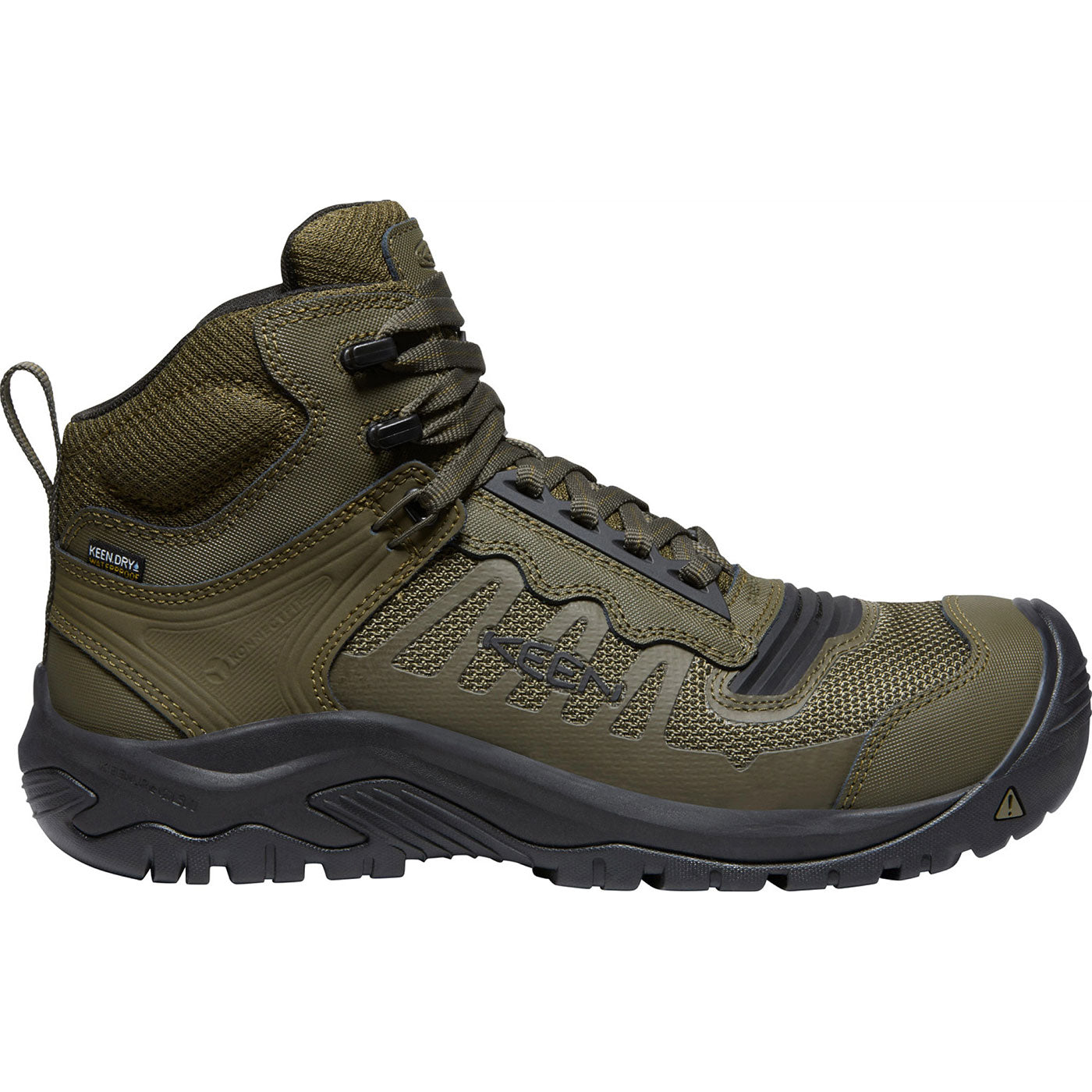 KEEN Utility Reno Mid Men's Carbon Fiber Toe Electrical Hazard Waterproof Hi-Top Athletic Work Boot - profile