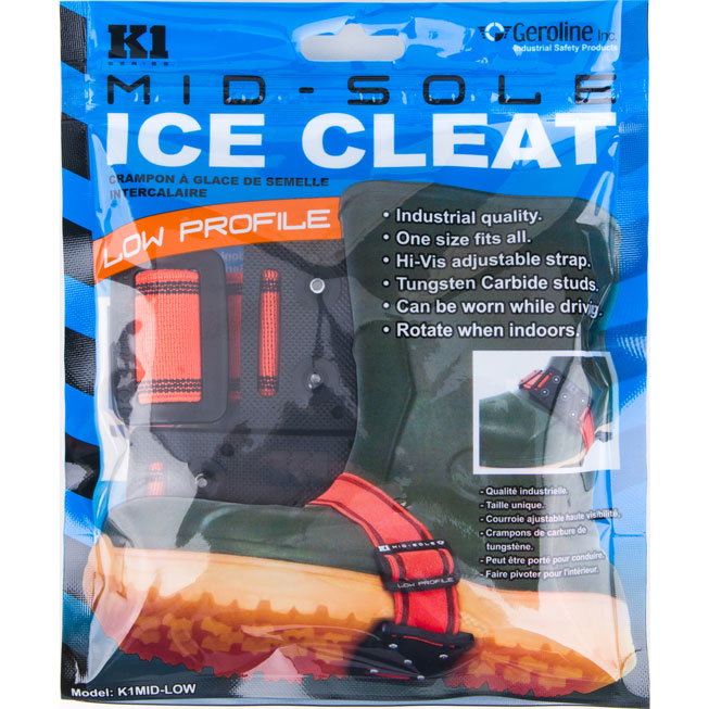K1 Series Low Profile Mid-Sole Unisex Adjustable Ice Cleats - front