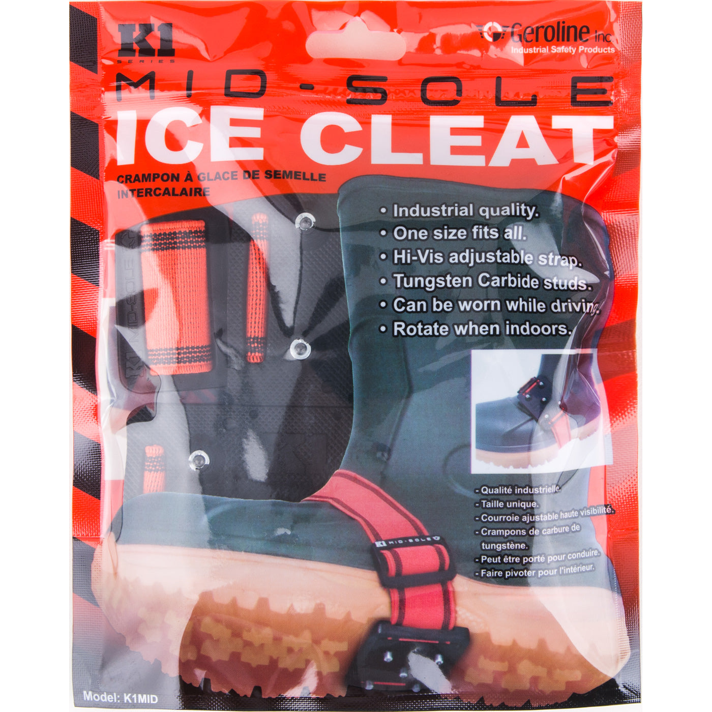 K1 Series Original Mid-Sole Unisex Adjustable Ice Cleats - front
