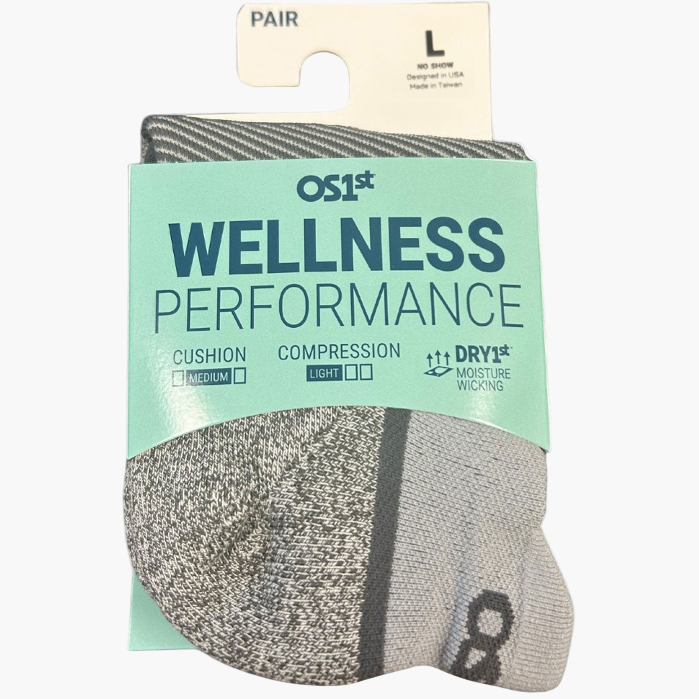 OS1st WP4 Wellness Unisex No Show Grey Socks