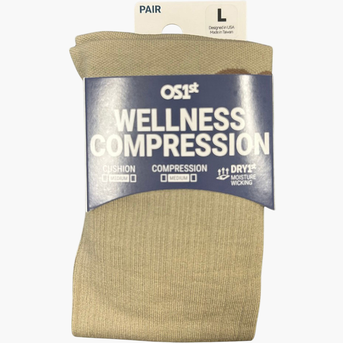 OS1st Wellness Compression Unisex Over the Calf Tan Socks