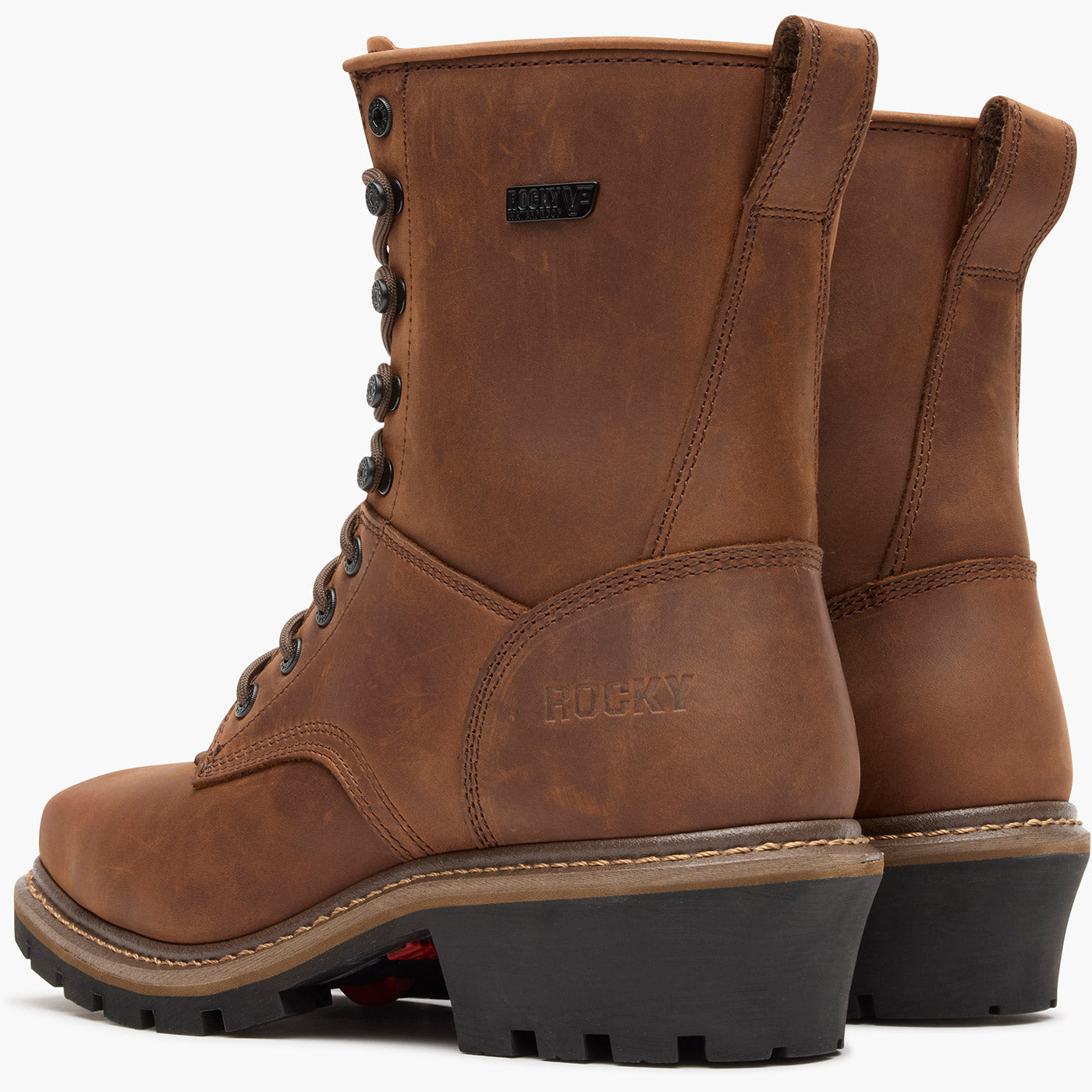 Rocky Square Toe Logger Composite Toe Waterproof Work Boot - doubleheel