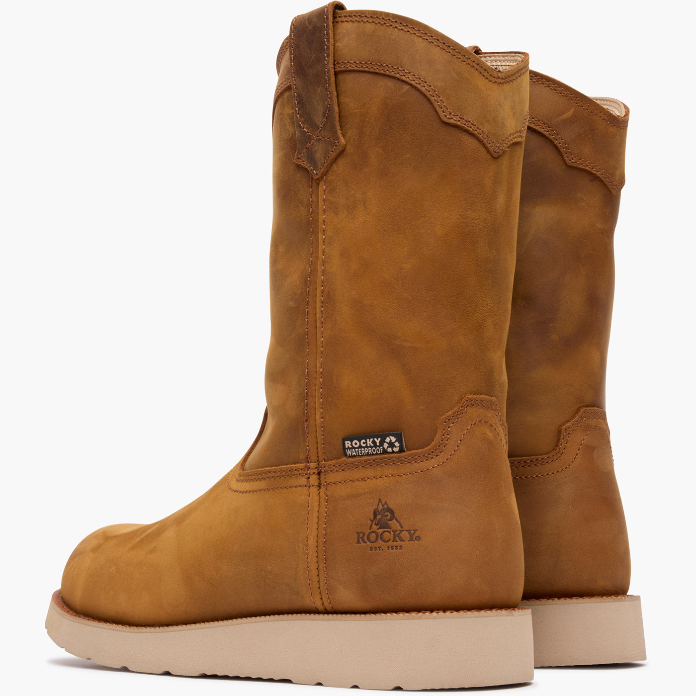 ""Rocky MonoCrepe Wedge 11"" Composite Toe Work Boot" - doubleheel"