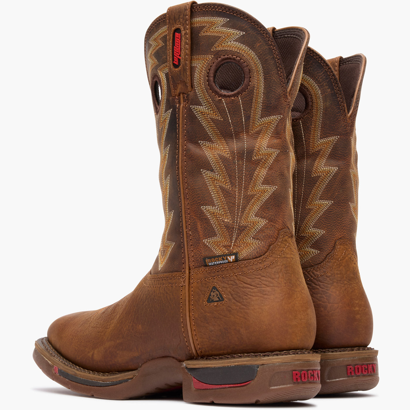 ""Rocky Long Range 11"" Waterproof Western Boot" - doubleheel"